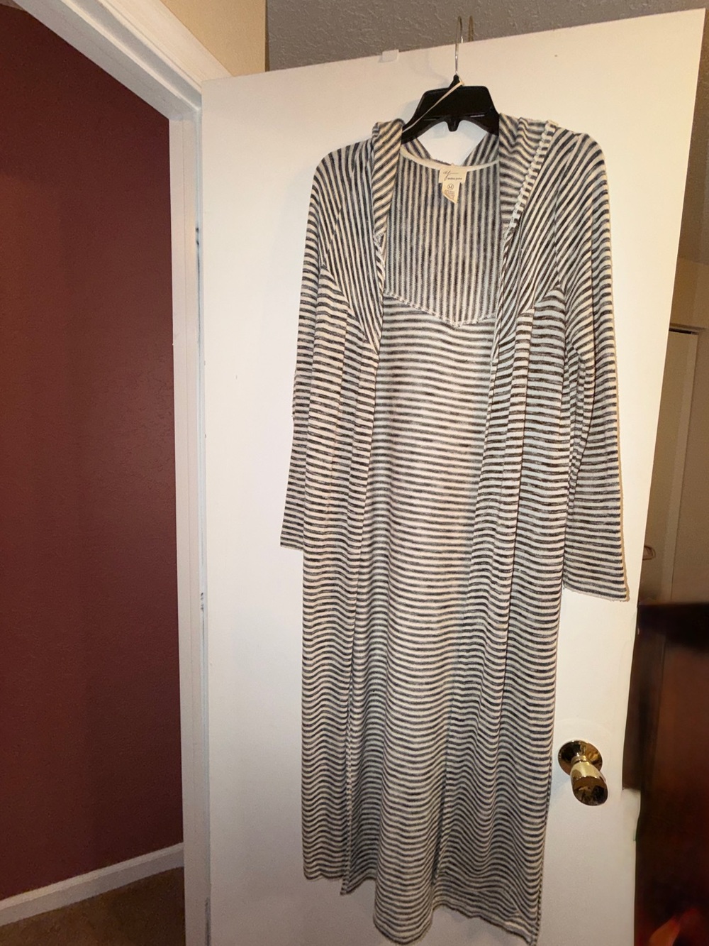 Striped Hooded Midi Cardigan – Like New